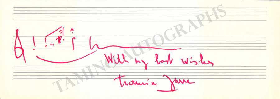 Jarre, Maurice - Autograph Music Quote Signed 1990