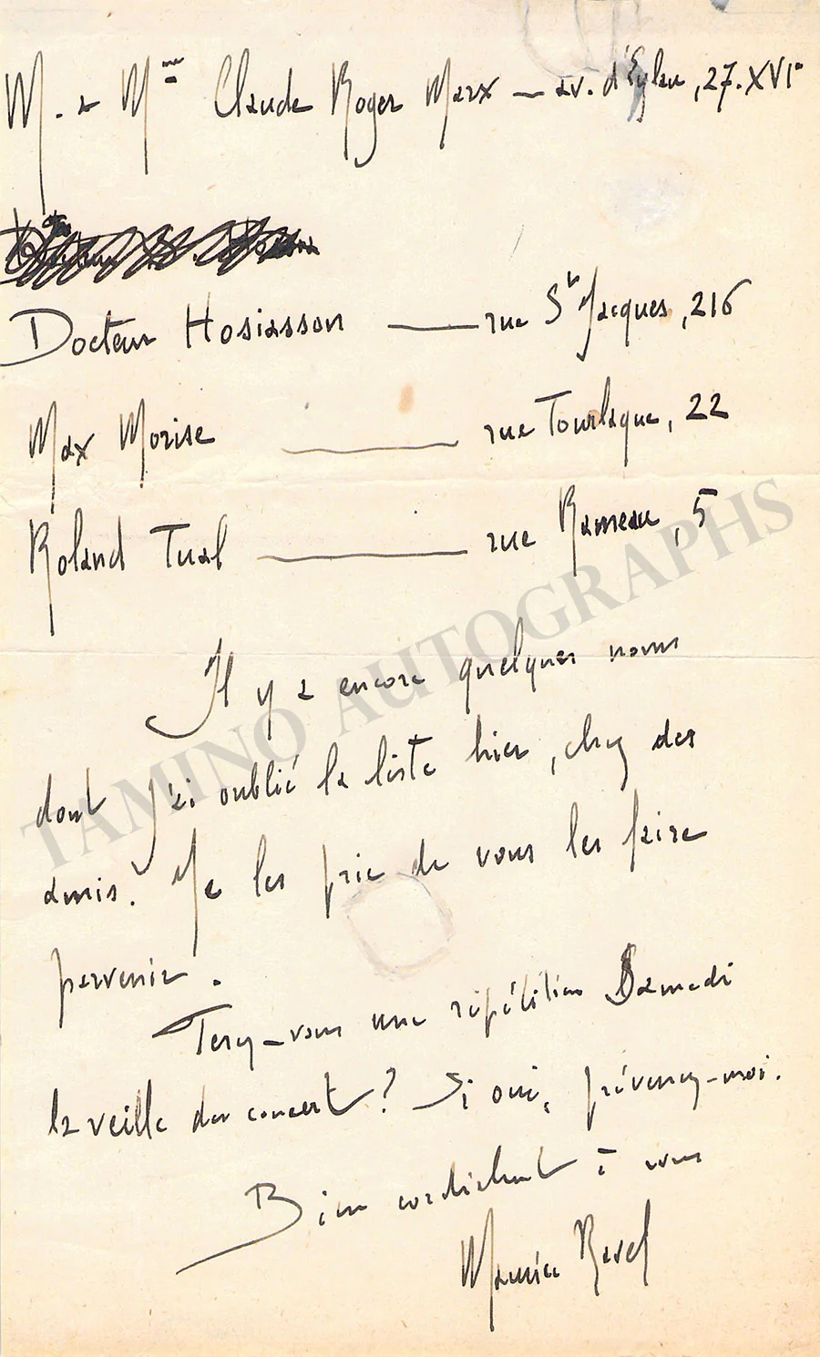 Ravel, Maurice - Autograph Manuscripts (Various Options) - Image 2