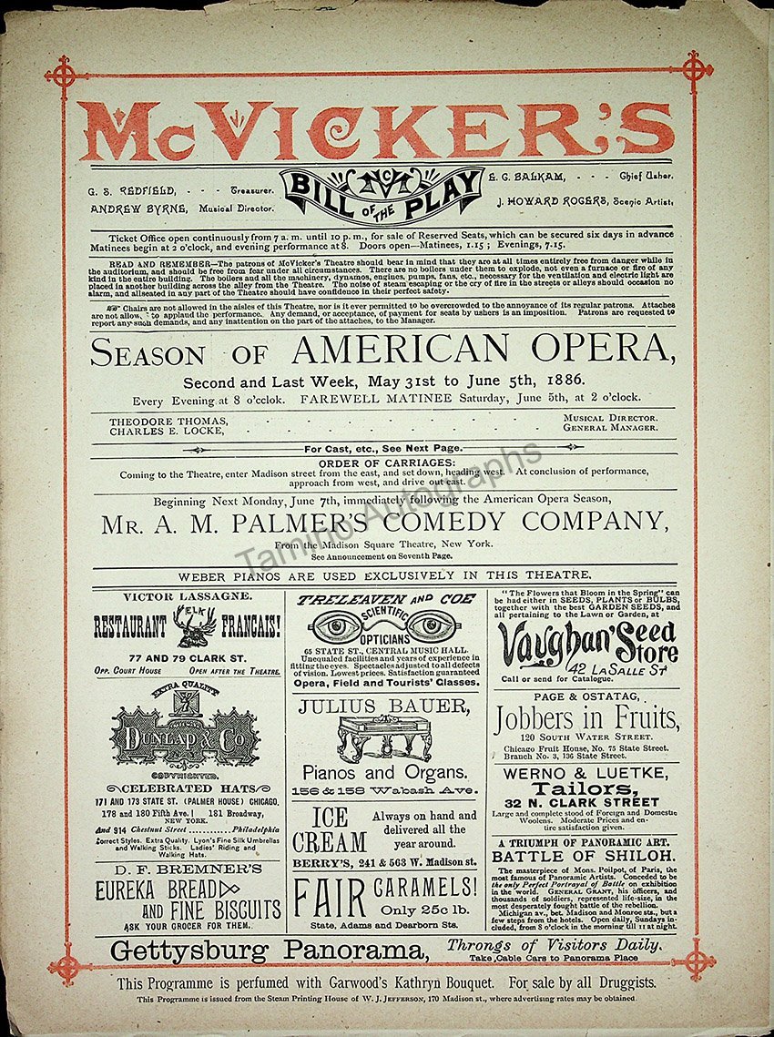 McVicker´s Theatre - Opera Programs Chicago 1885-1886 - Image 11