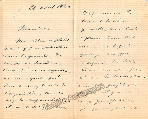 Melchissedec, Leon - Autograph Letter Signed 1880
