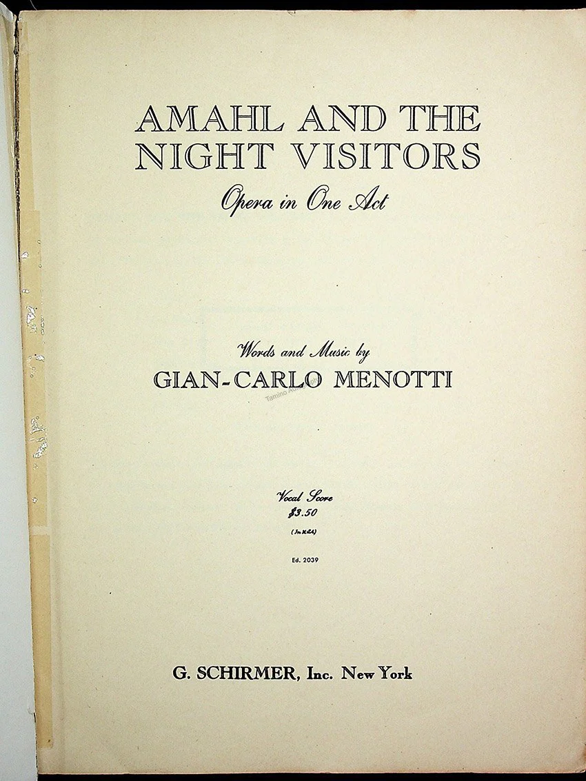 Menotti, Gian-Carlo - Signed Score "Amahl and the Night Visitors" - Image 2