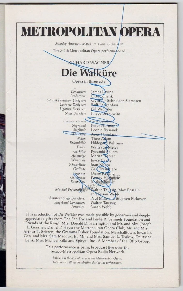 Metropolitan Opera - Signed Opera Programs 1979-1989 (Various Autographs) - Image 31