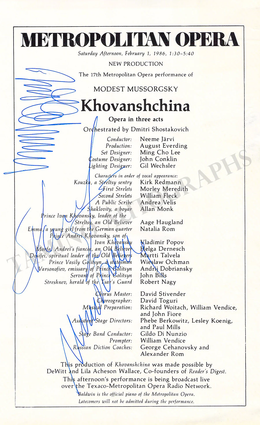 Metropolitan Opera - Collection of 55+ Signed Cast Pages - Image 27