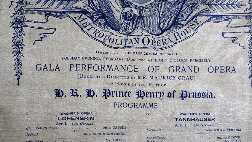 Metropolitan Opera Gala Performance Prince Henry of Prussia 1902 - Silk Program - Image 2