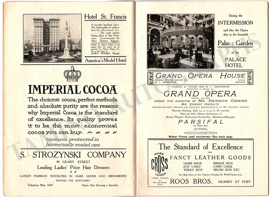 Metropolitan Opera - San Francisco Tour Program 1905 - Image 2