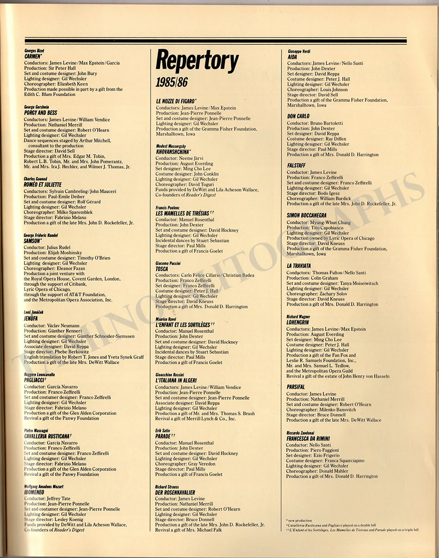 Metropolitan Opera - Signed Season Books (Various Options) - Image 34