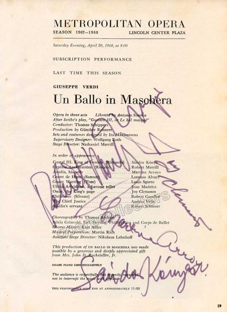 Metropolitan Opera - Signed Cast Pages 1960-1969 (Various Autographs I) - Image 17