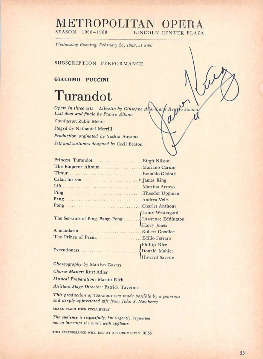 Metropolitan Opera - Signed Cast Pages 1960-1969 (Various Autographs II) - Image 16