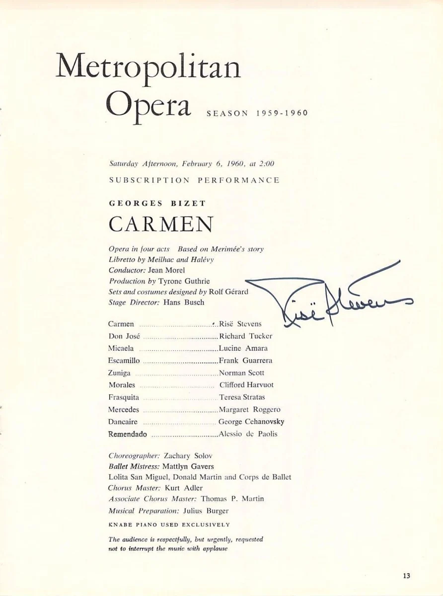Metropolitan Opera - Signed Cast Pages 1960-1969 (Various Autographs II) - Image 17