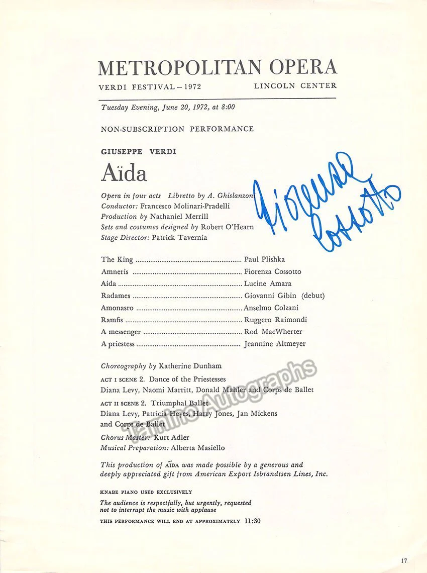 Metropolitan Opera - Signed Cast Pages 1970-1979 (Various Autographs) - Image 18