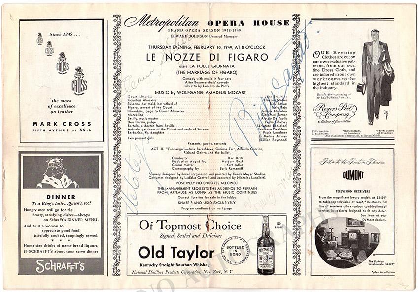 Metropolitan Opera - Signed Opera Programs 1930-1949 (Various Autographs) - Image 13