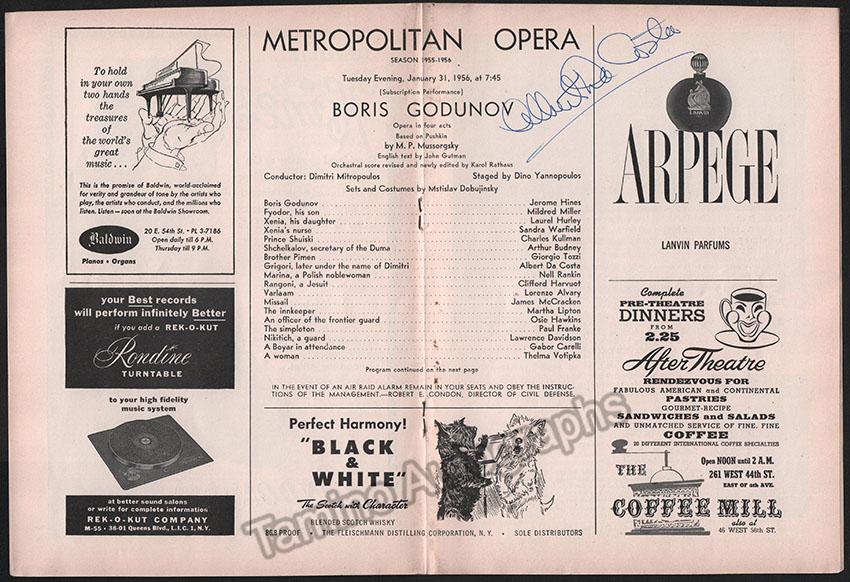 Metropolitan Opera - Signed Opera Programs 1950-1959 (Various Autographs II) - Image 16