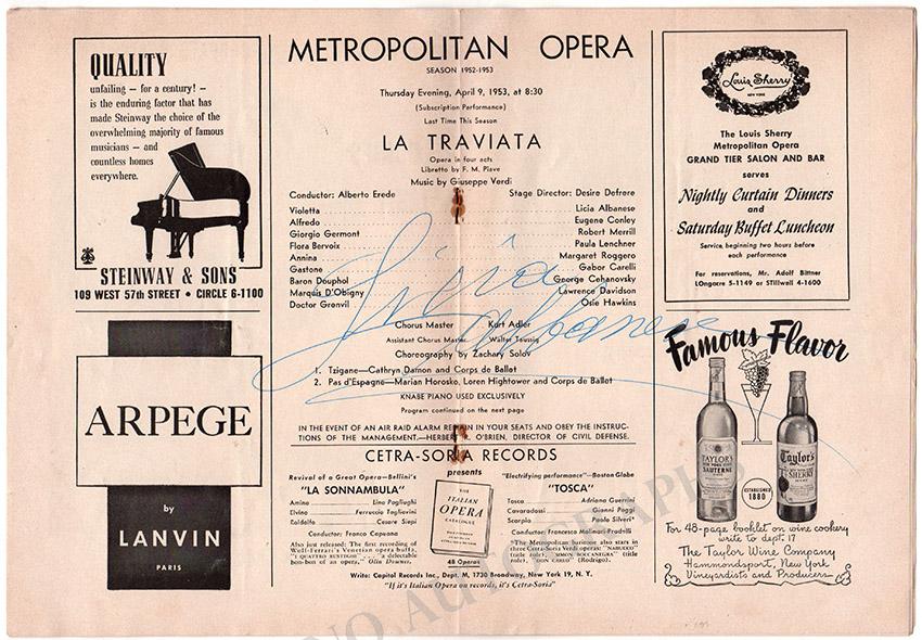 Metropolitan Opera - Signed Opera Programs 1950-1959 (Various Autographs II) - Image 2
