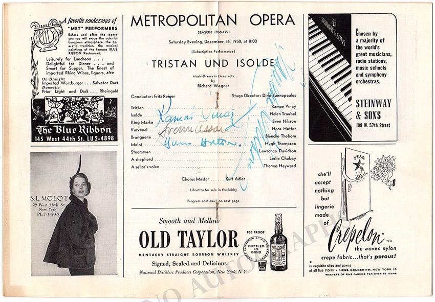 Metropolitan Opera - Signed Opera Programs 1950-1959 (Various Autographs II) - Image 3