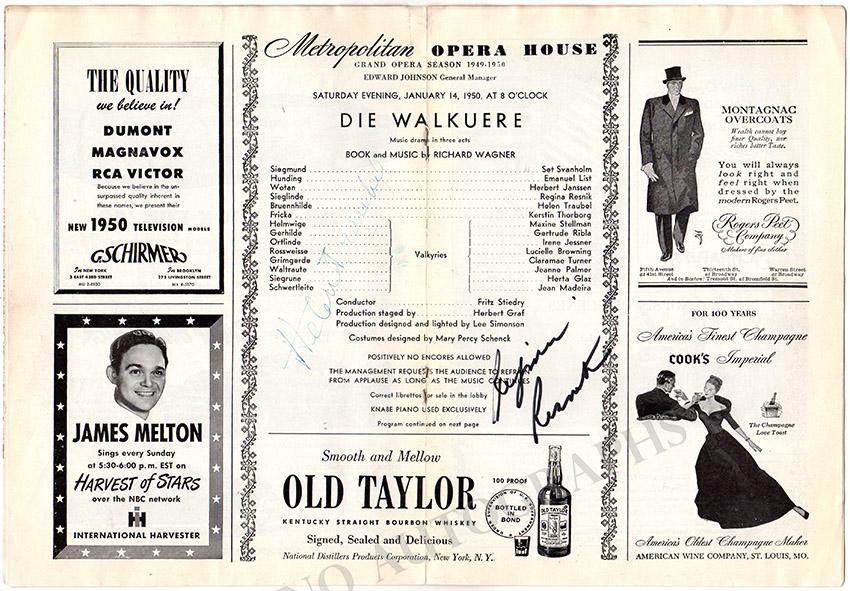 Metropolitan Opera - Signed Opera Programs 1950-1959 (Various Autographs II) - Image 5
