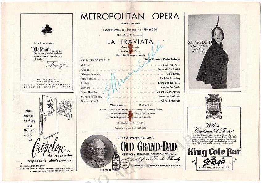 Metropolitan Opera - Signed Opera Programs 1950-1959 (Various Autographs II) - Image 7