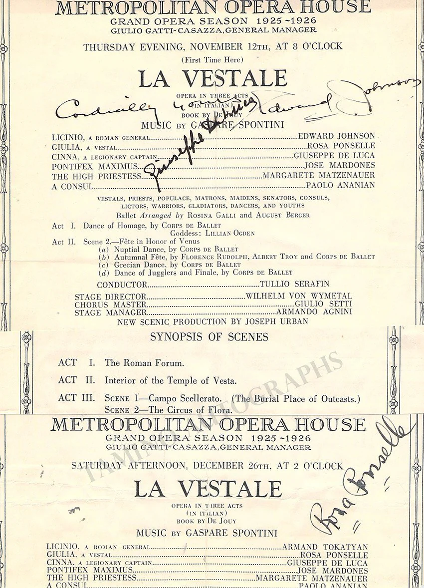 Metropolitan Opera - Signed Program Clips 1909-1963 (Various Autographs) - Image 10