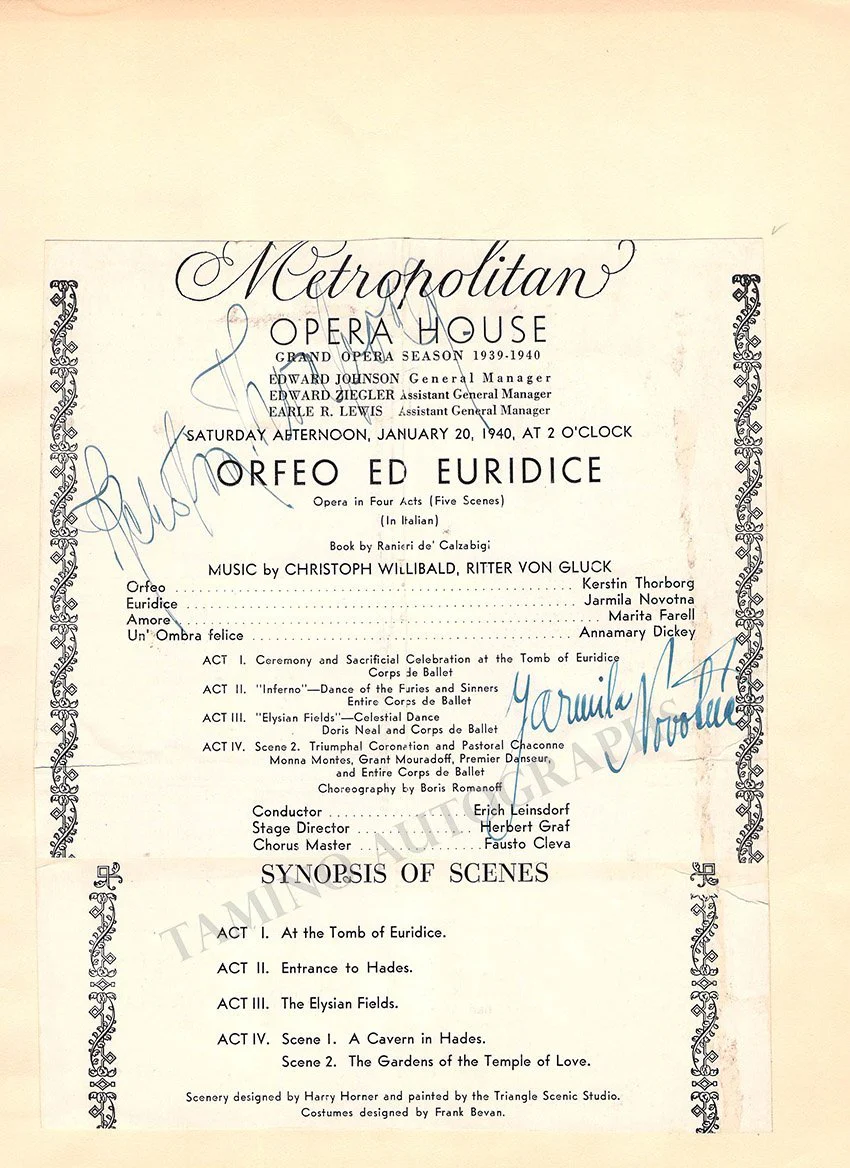 Metropolitan Opera - Signed Program Clips 1909-1963 (Various Autographs) - Image 12