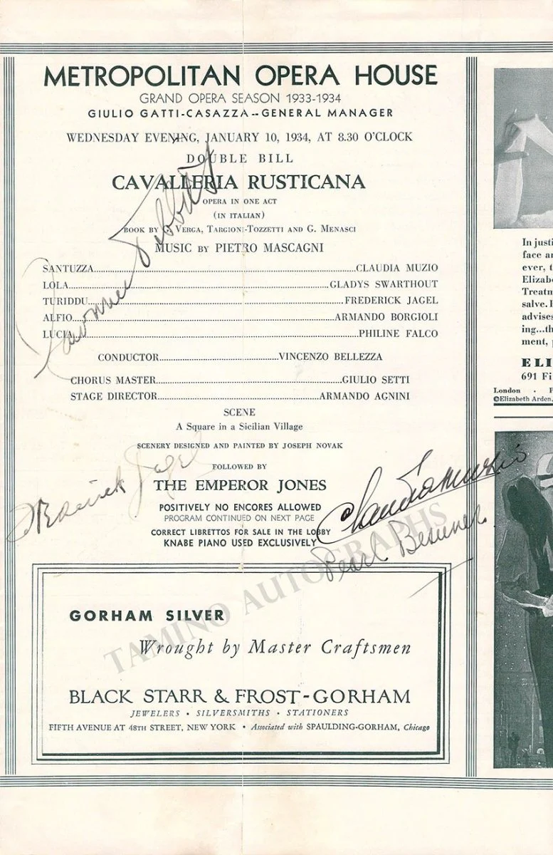 Metropolitan Opera - Signed Program Clips 1909-1963 (Various Autographs) - Image 13