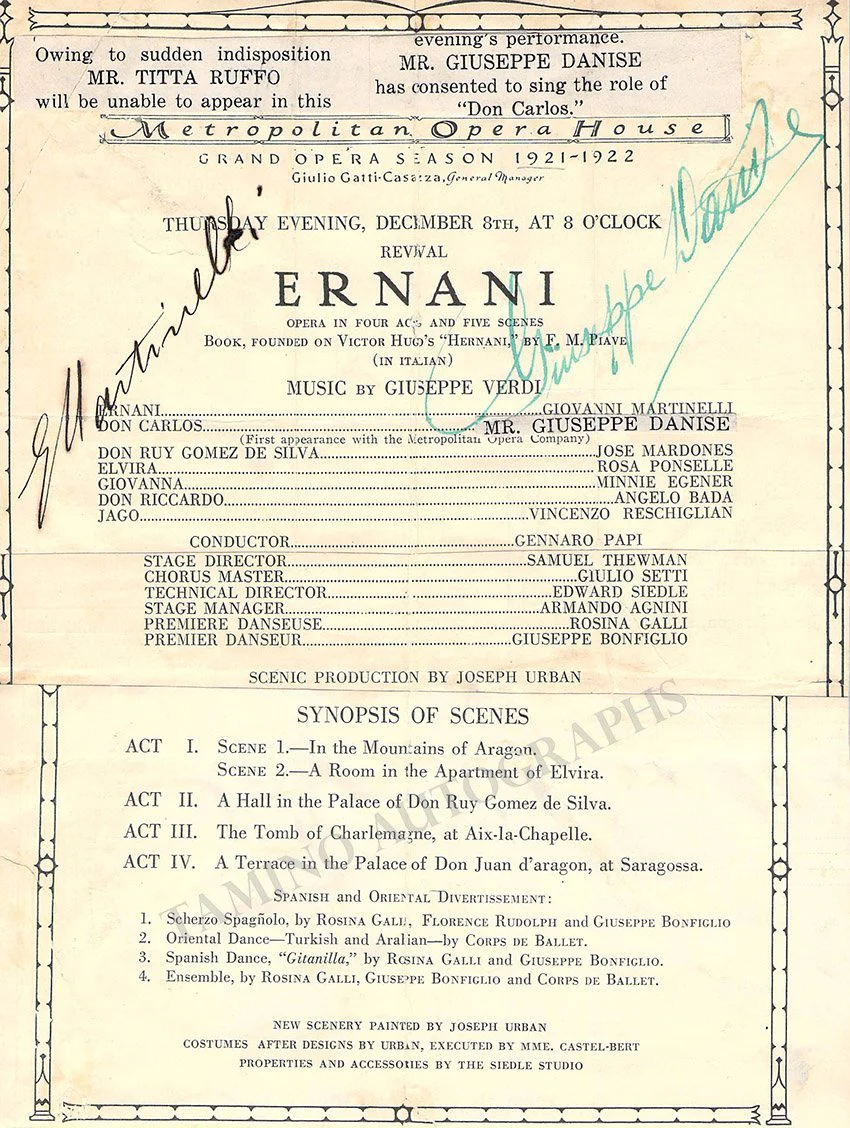Metropolitan Opera - Signed Program Clips 1909-1963 (Various Autographs) - Image 16