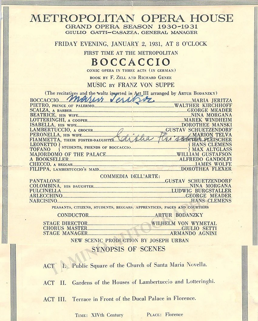 Metropolitan Opera - Signed Program Clips 1909-1963 (Various Autographs) - Image 21