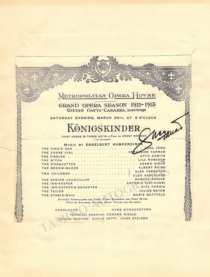 Metropolitan Opera - Signed Program Clips 1909-1963 (Various Autographs) - Image 23