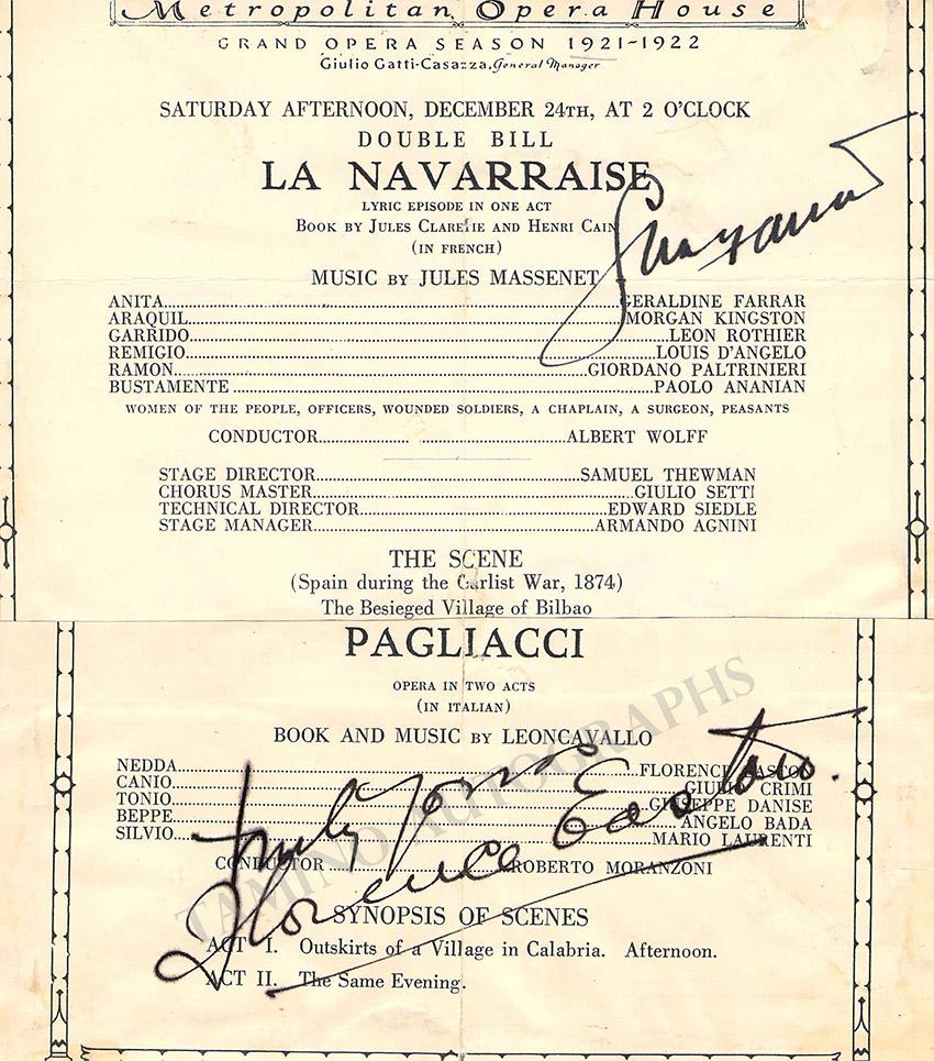 Metropolitan Opera - Signed Program Clips 1909-1963 (Various Autographs) - Image 24