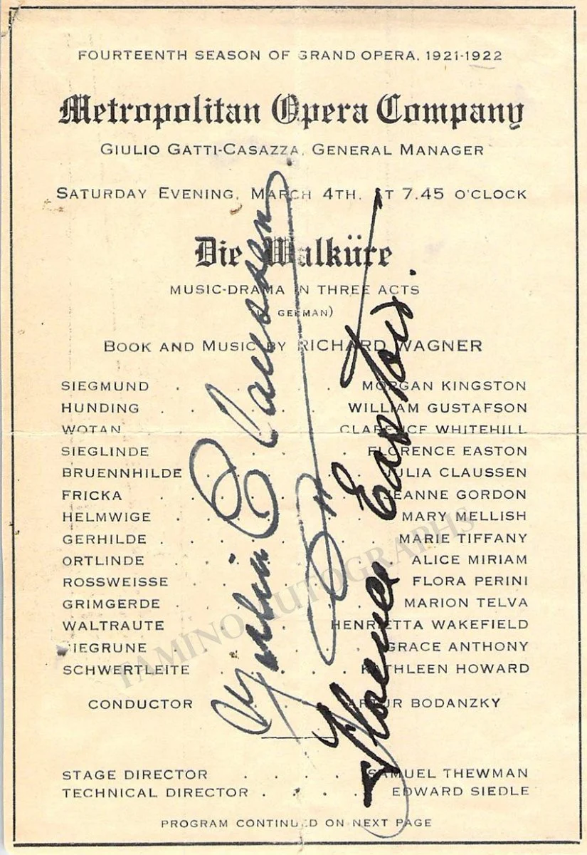 Metropolitan Opera - Signed Program Clips 1909-1963 (Various Autographs) - Image 25
