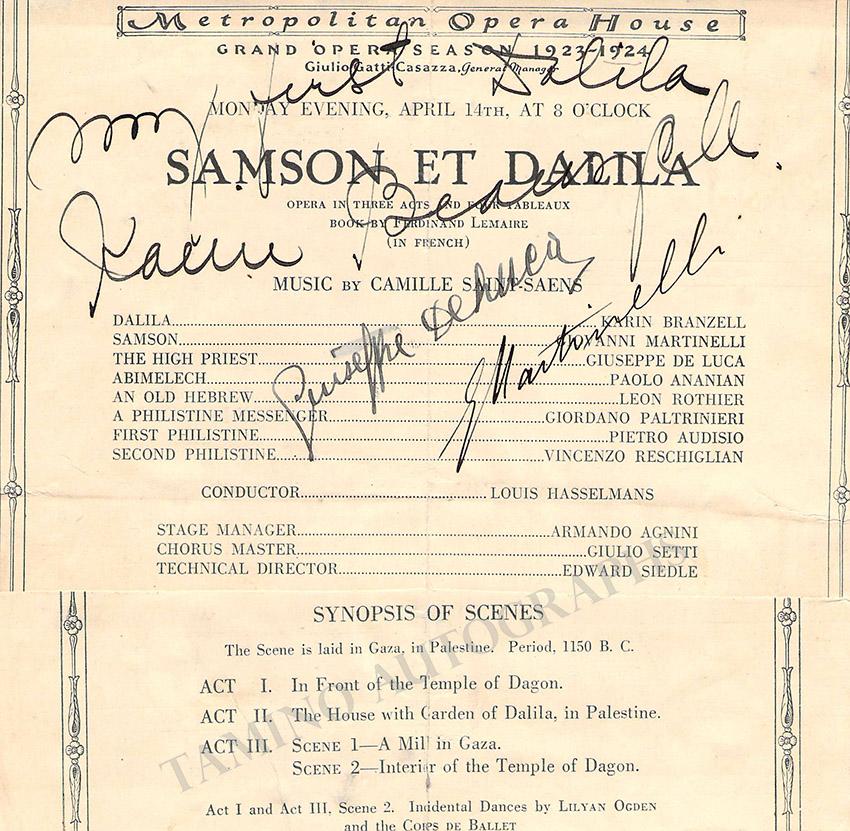 Metropolitan Opera - Signed Program Clips 1909-1963 (Various Autographs) - Image 26