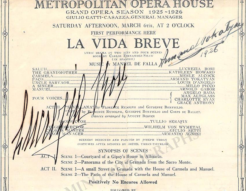 Metropolitan Opera - Signed Program Clips 1909-1963 (Various Autographs) - Image 28