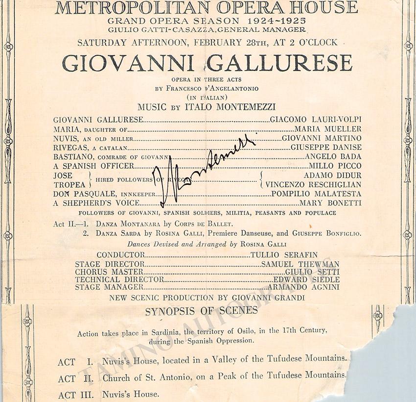 Metropolitan Opera - Signed Program Clips 1909-1963 (Various Autographs) - Image 29
