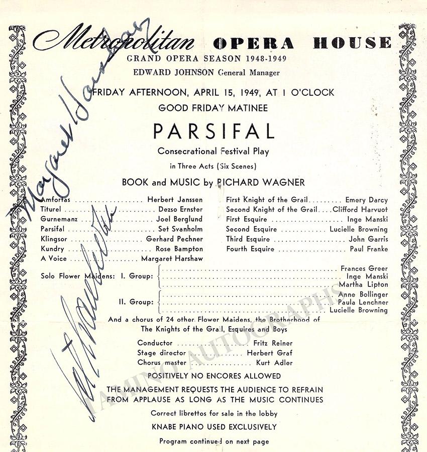 Metropolitan Opera - Signed Program Clips 1909-1963 (Various Autographs) - Image 3