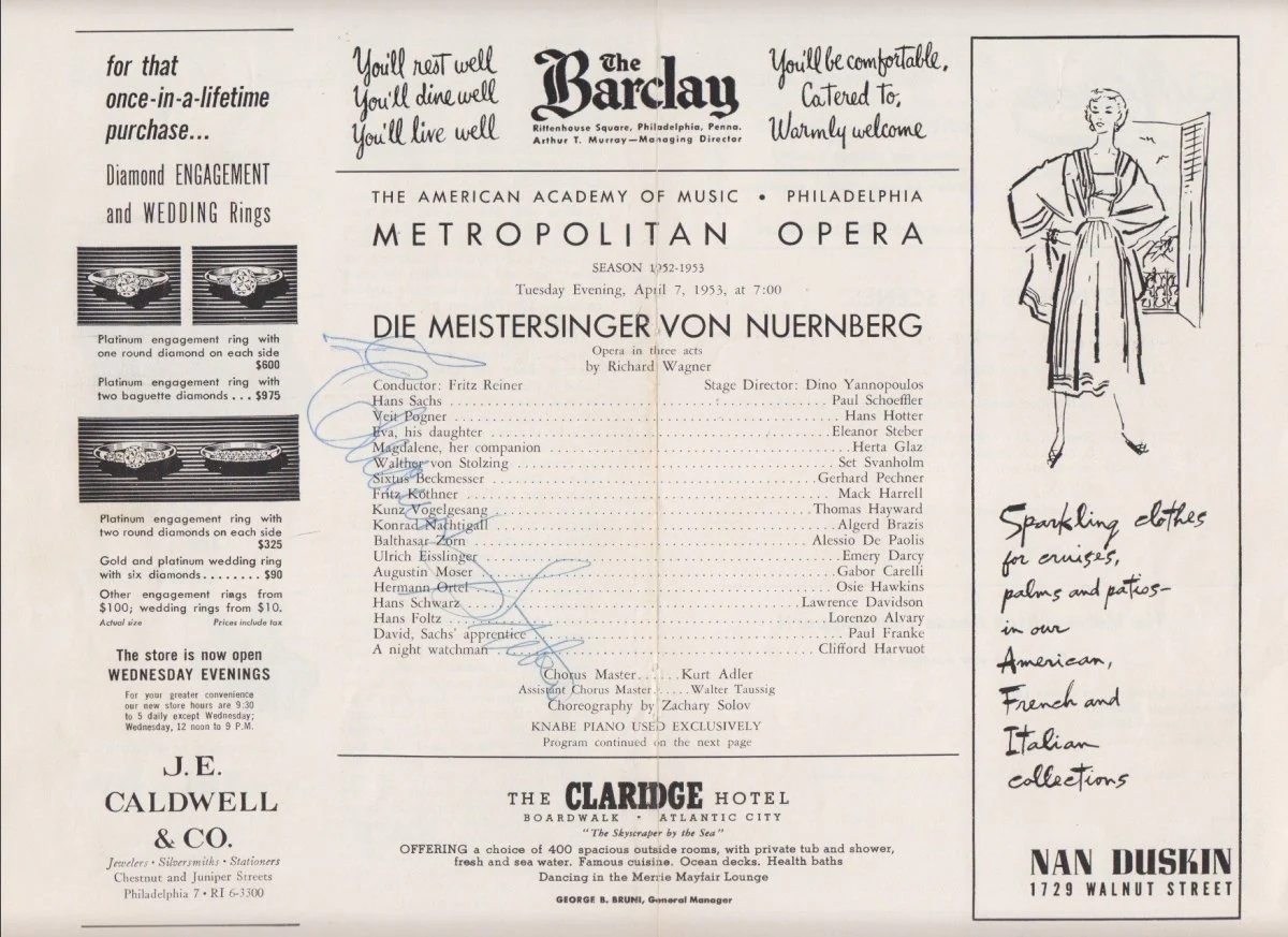 Metropolitan Opera - Signed Program Clips 1909-1963 (Various Autographs) - Image 30