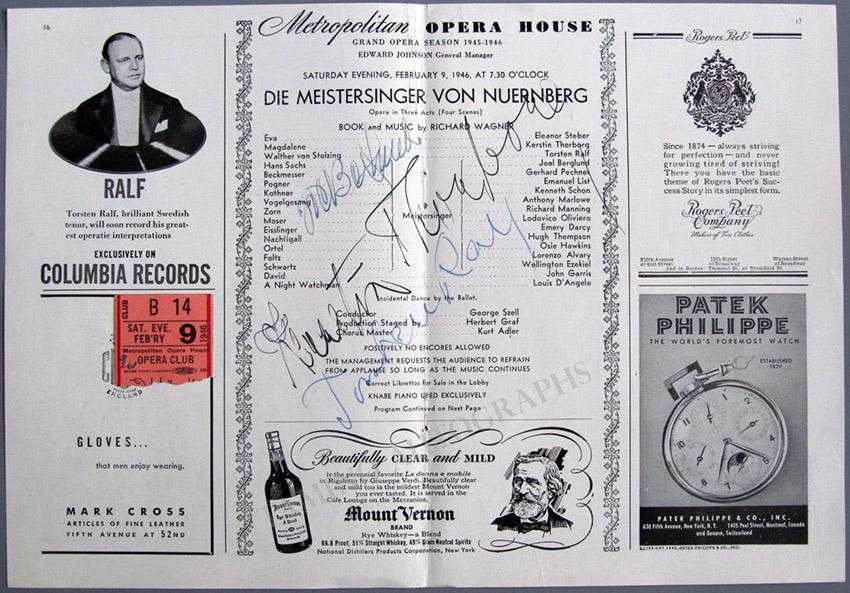 Metropolitan Opera - Signed Program Clips 1909-1963 (Various Autographs) - Image 31