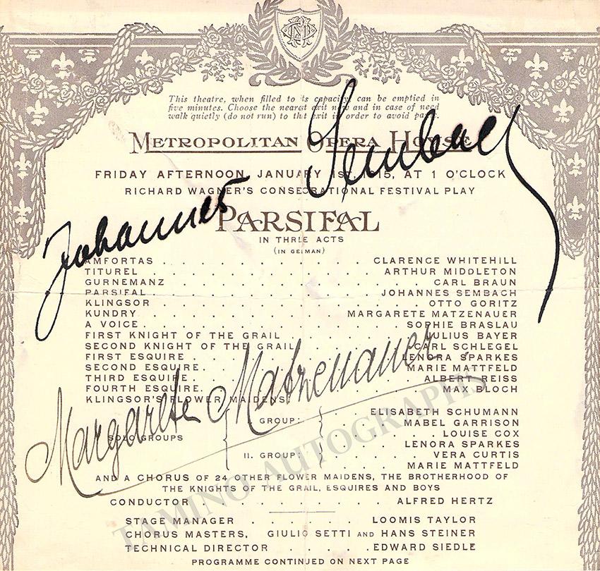 Metropolitan Opera - Signed Program Clips 1909-1963 (Various Autographs) - Image 4