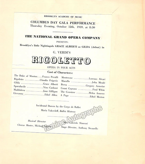 Metropolitan Opera - Signed Program Clips 1909-1963 (Various Autographs) - Image 40