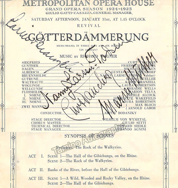 Metropolitan Opera - Signed Program Clips 1909-1963 (Various Autographs) - Image 42
