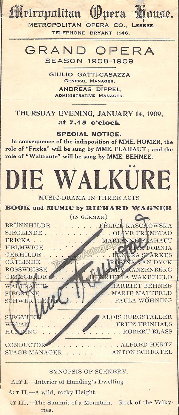 Metropolitan Opera - Signed Program Clips 1909-1963 (Various Autographs) - Image 44