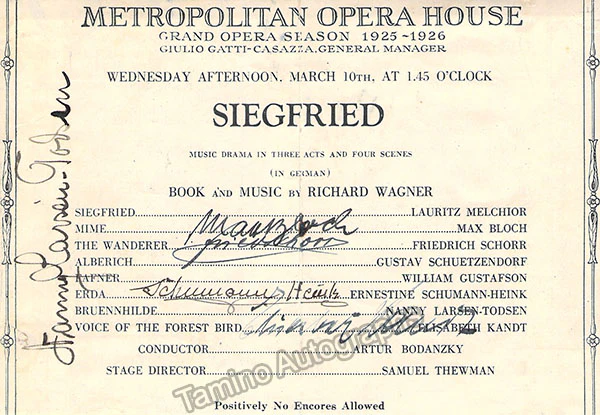 Metropolitan Opera - Signed Program Clips 1909-1963 (Various Autographs) - Image 46