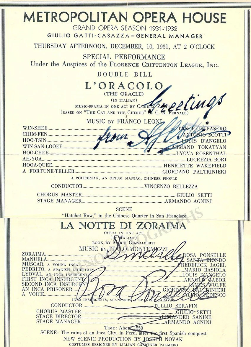 Metropolitan Opera - Signed Program Clips 1909-1963 (Various Autographs) - Image 5