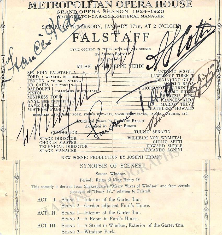 Metropolitan Opera - Signed Program Clips 1909-1963 (Various Autographs) - Image 6