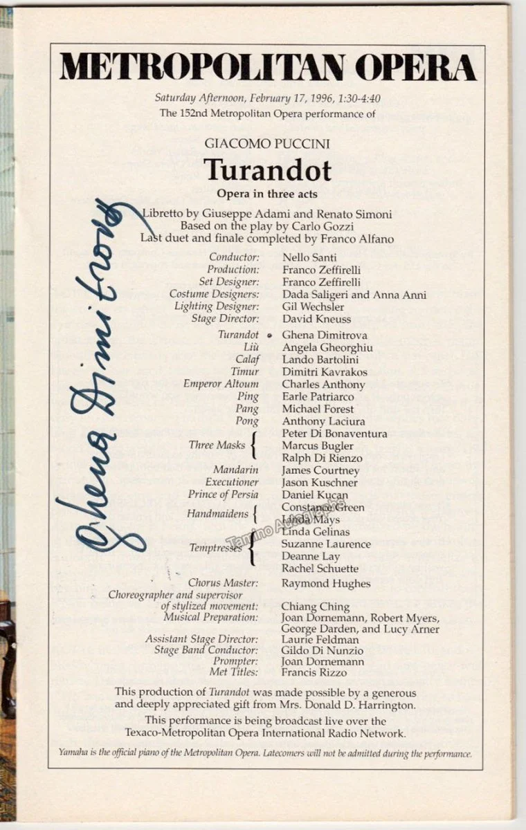 Metropolitan Opera - Signed Opera Programs 1990-1999 (Various Autographs I) - Image 26