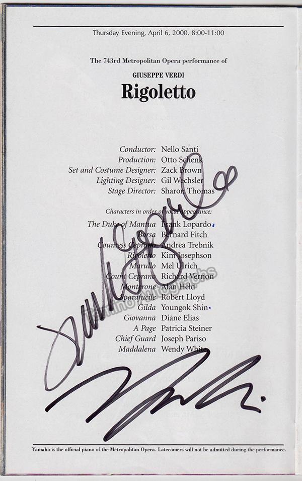 Metropolitan Opera - Signed Opera Programs 2000-2009 (Various Autographs) - Image 3