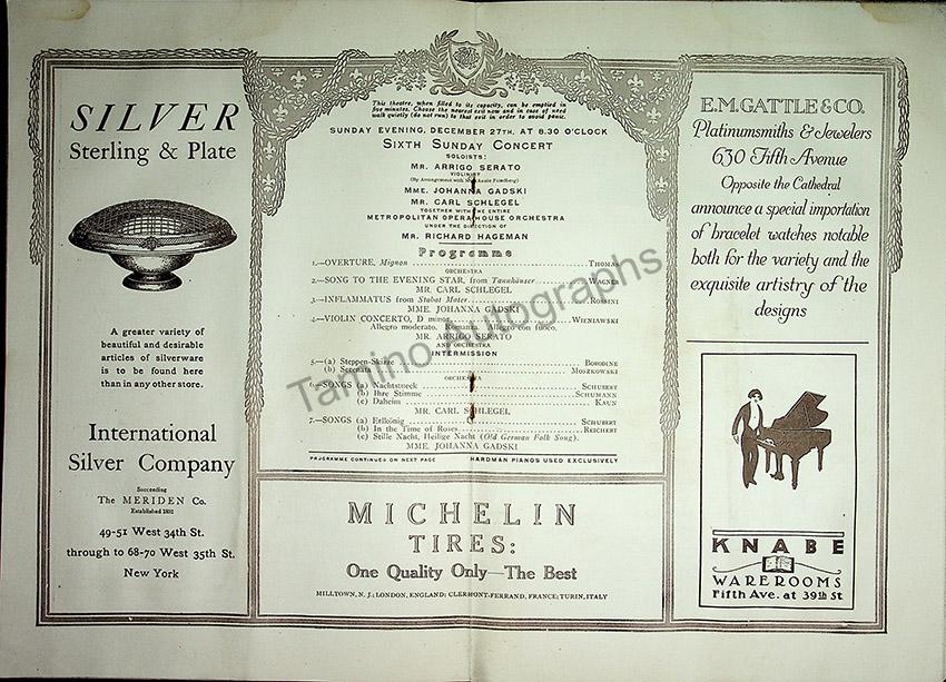 Metropolitan Opera - Sunday Concerts Program Lot 1910-1915 - Image 14