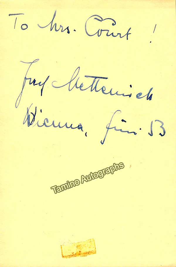 METTERNICH, Josef (Various Autographs) - Image 3