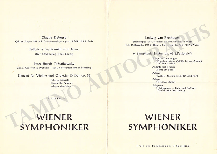 Schwalbe, Michel - Concert Program Vienna 1961 - Image 2