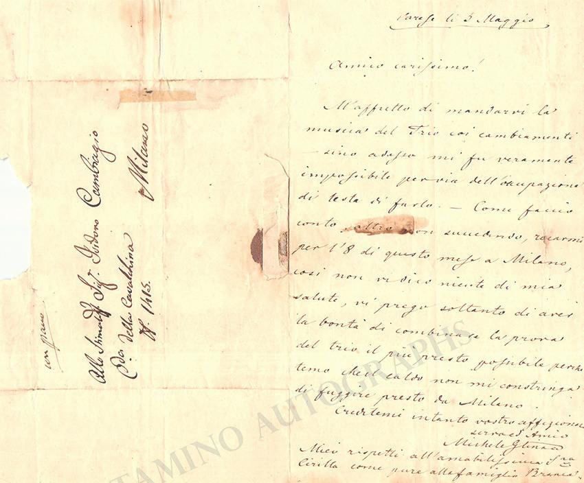 Glinka, Mikhail - Autograph Letter Signed