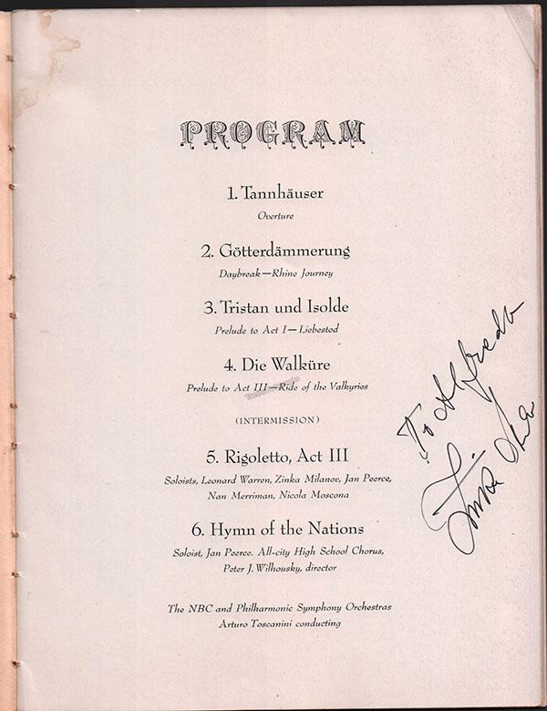 Milanov, Zinka - Signed Program 1944 - Image 2