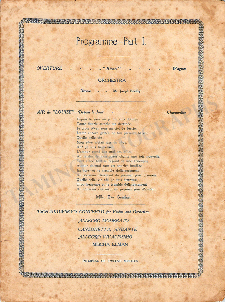 Elman, Mischa - Set x 3 Unsigned Programs Sydney 1914 - Image 6