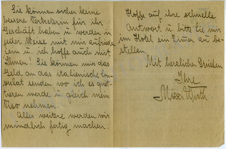 Wirth, Mizzi - Autograph Letter Signed 1919 - Image 2